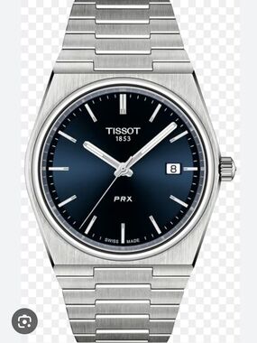 Tissot PRX Stainless Steel Watch with Navy Blue Dial